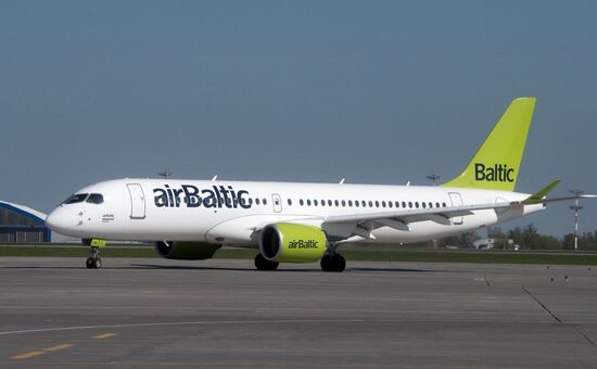 Presentation of Bombardier CS300 plane at Sheremetyevo Airport