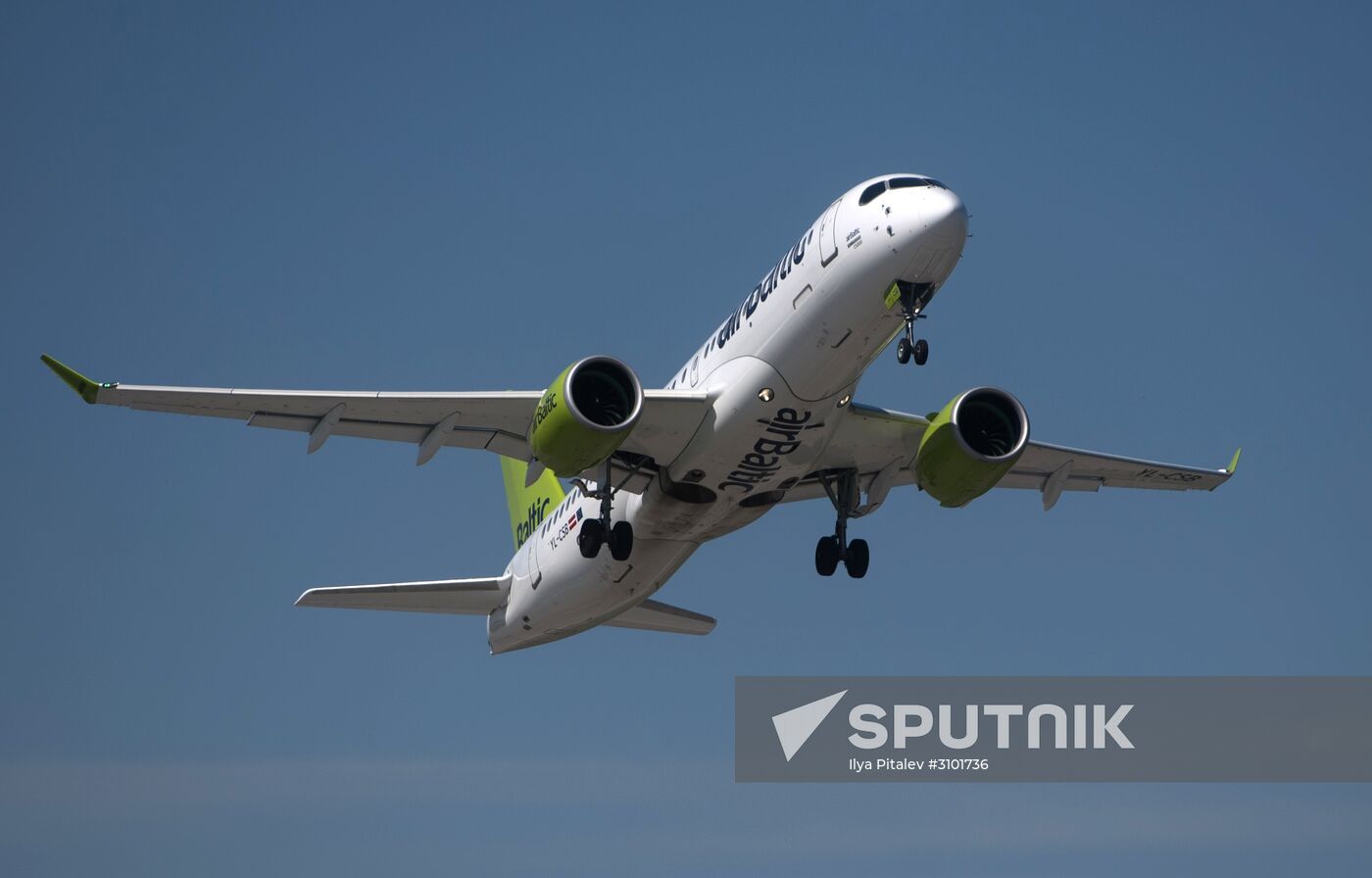 Presentation of Bombardier CS300 plane at Sheremetyevo Airport