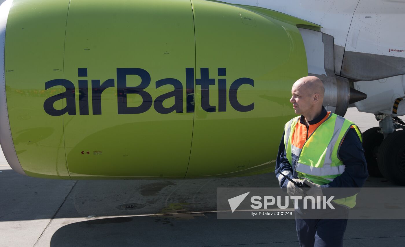 Presentation of Bombardier CS300 plane at Sheremetyevo Airport