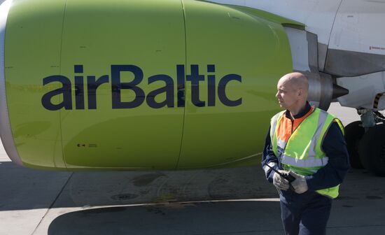 Presentation of Bombardier CS300 plane at Sheremetyevo Airport