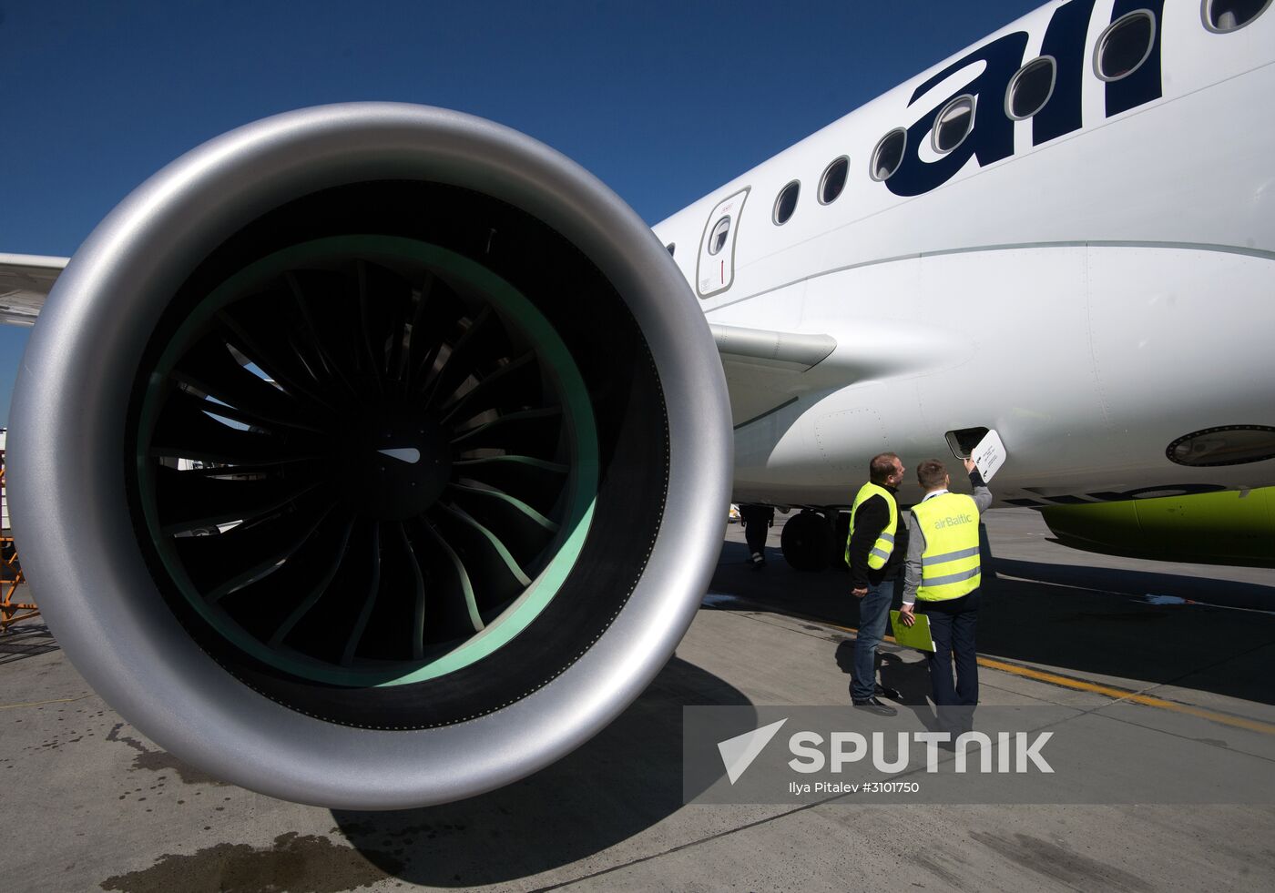 Presentation of Bombardier CS300 plane at Sheremetyevo Airport