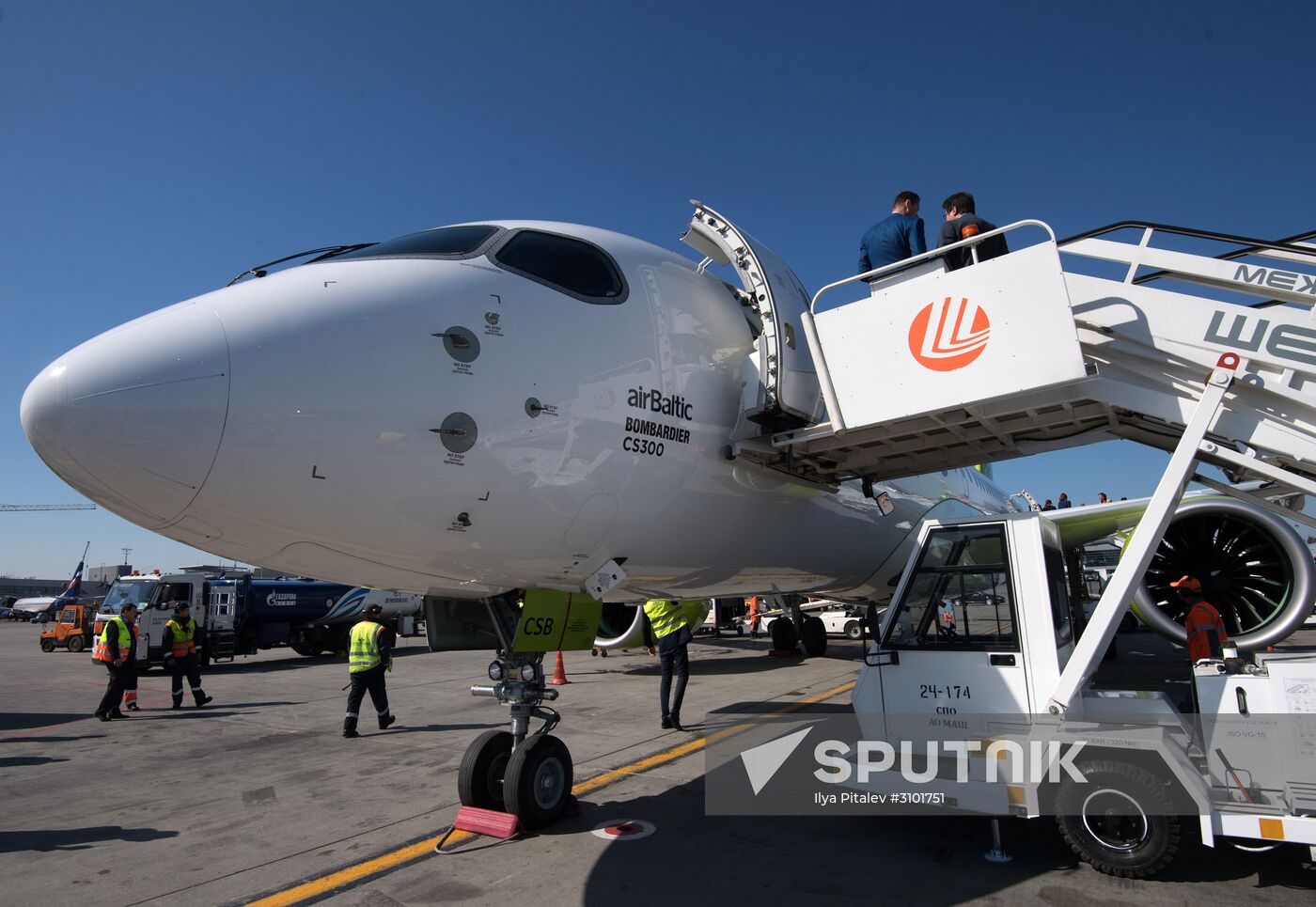 Presentation of Bombardier CS300 plane at Sheremetyevo Airport