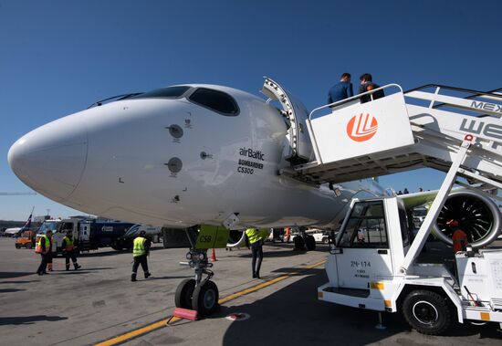 Presentation of Bombardier CS300 plane at Sheremetyevo Airport