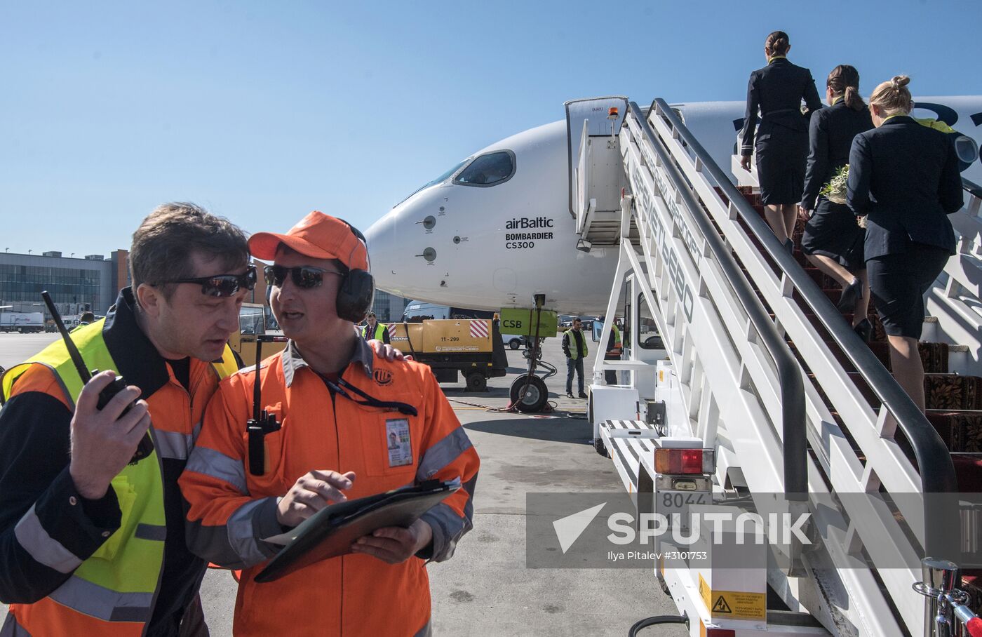 Presentation of Bombardier CS300 plane at Sheremetyevo Airport