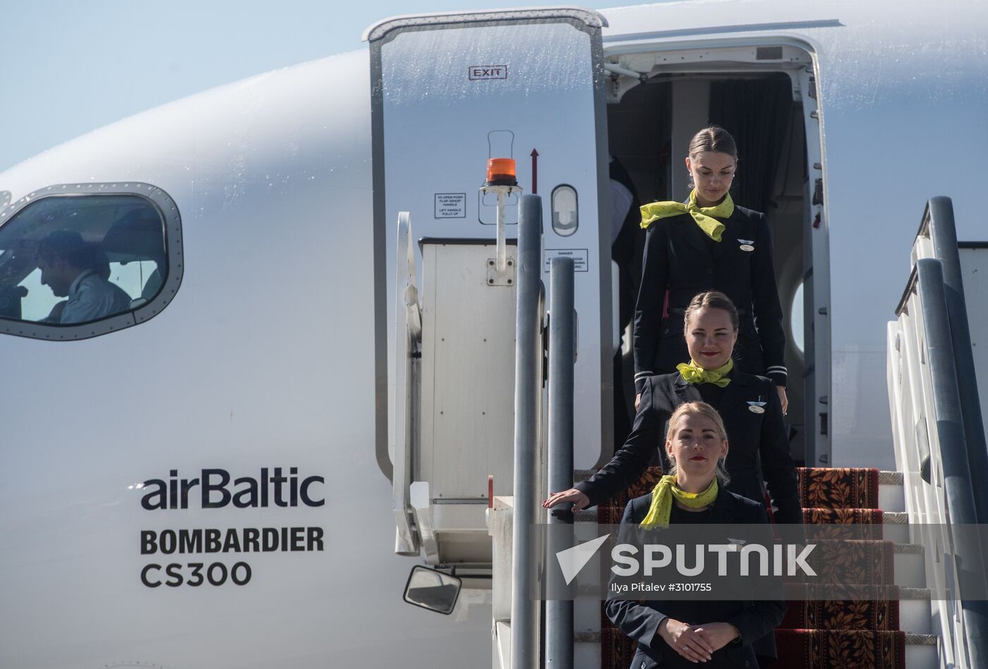 Presentation of Bombardier CS300 plane at Sheremetyevo Airport