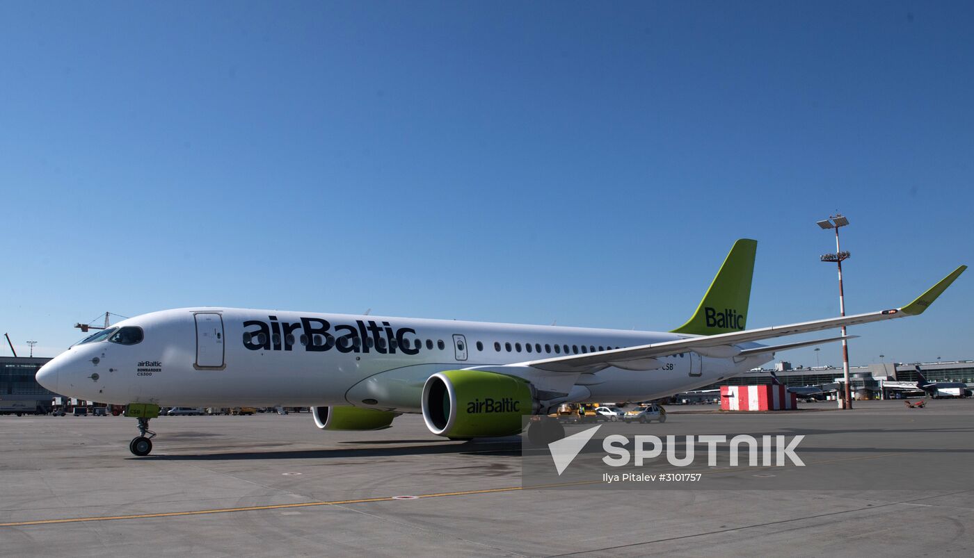 Presentation of Bombardier CS300 plane at Sheremetyevo Airport