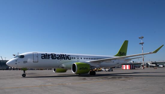 Presentation of Bombardier CS300 plane at Sheremetyevo Airport