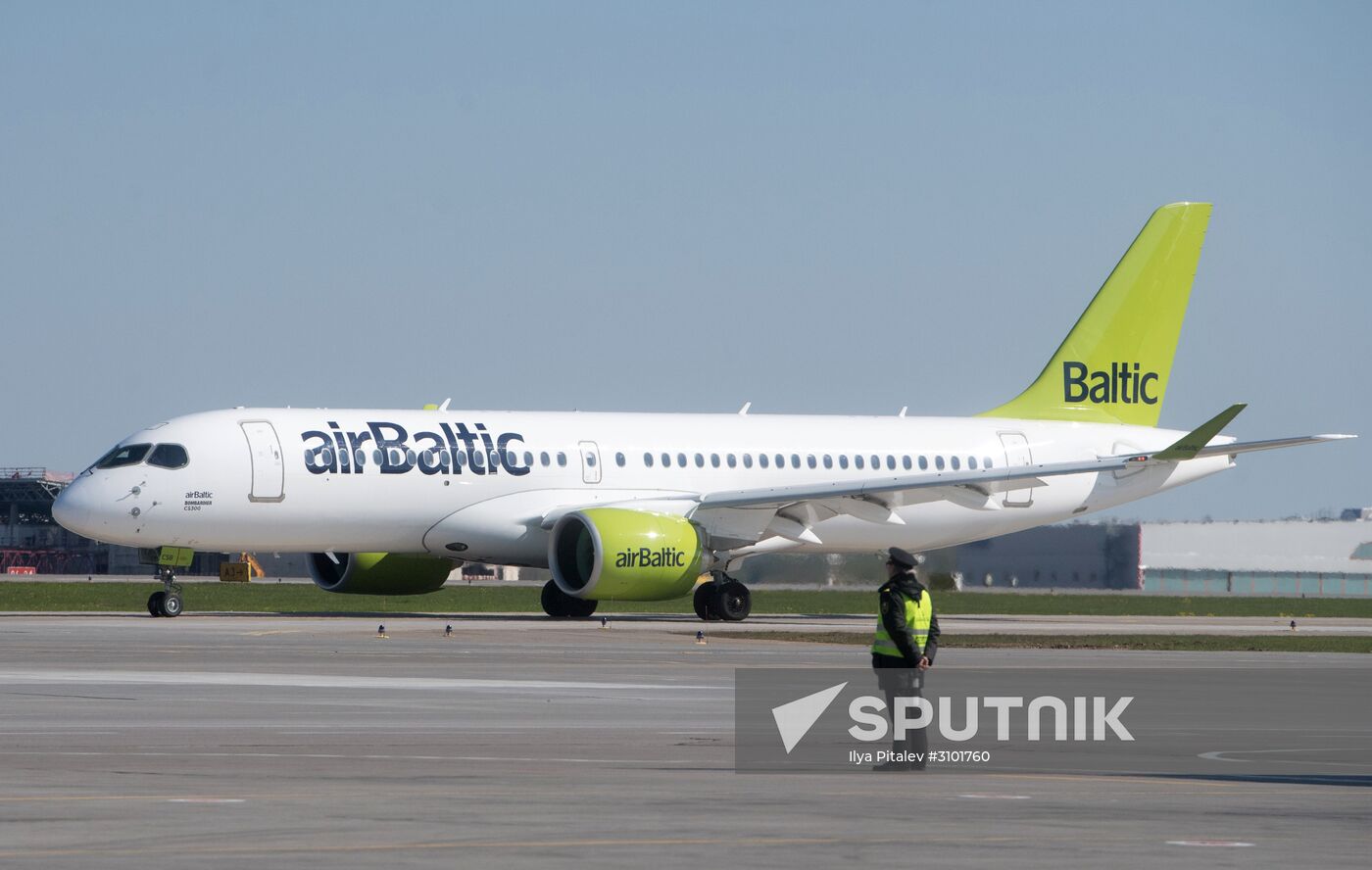 Presentation of Bombardier CS300 plane at Sheremetyevo Airport