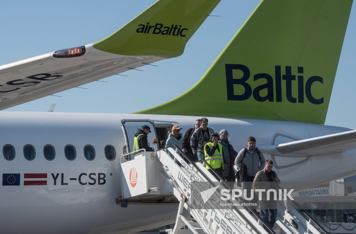 Presentation of Bombardier CS300 plane at Sheremetyevo Airport