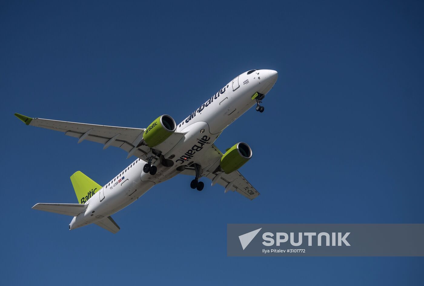 Presentation of Bombardier CS300 plane at Sheremetyevo Airport