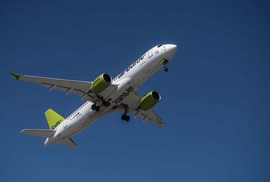 Presentation of Bombardier CS300 plane at Sheremetyevo Airport