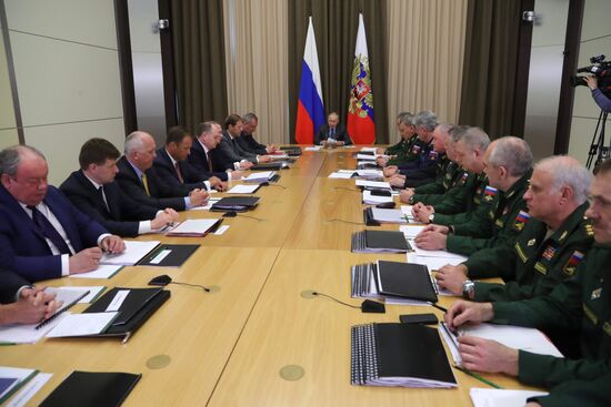 Russian President Vladimir Putin holds meeting with Defense Ministry senior officials and defense industry representatives