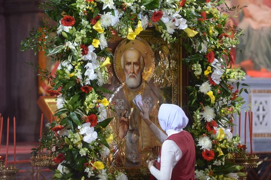 Saint Nicholas relics welcoming ceremony at Christ the Savior Cathedral
