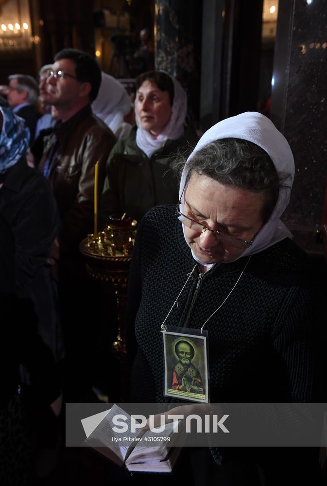 Saint Nicholas relics welcoming ceremony at Christ the Savior Cathedral