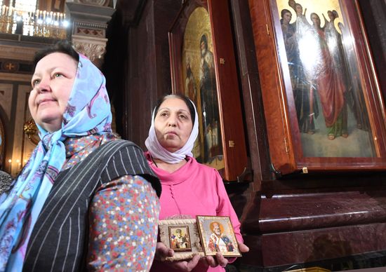 Saint Nicholas relics welcoming ceremony at Christ the Savior Cathedral