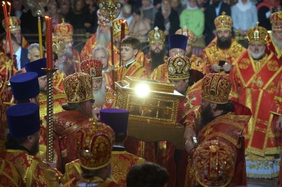 Saint Nicholas relics welcoming ceremony at Christ the Savior Cathedral