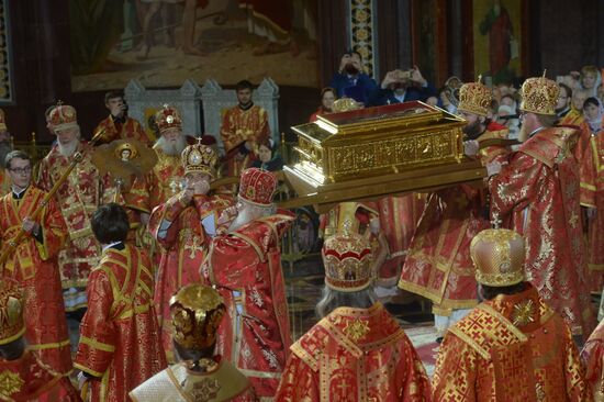 Saint Nicholas relics welcoming ceremony at Christ the Savior Cathedral