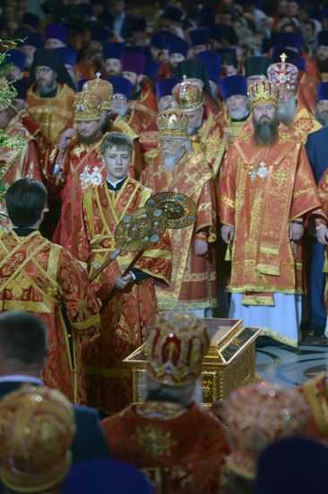 Saint Nicholas relics welcoming ceremony at Christ the Savior Cathedral