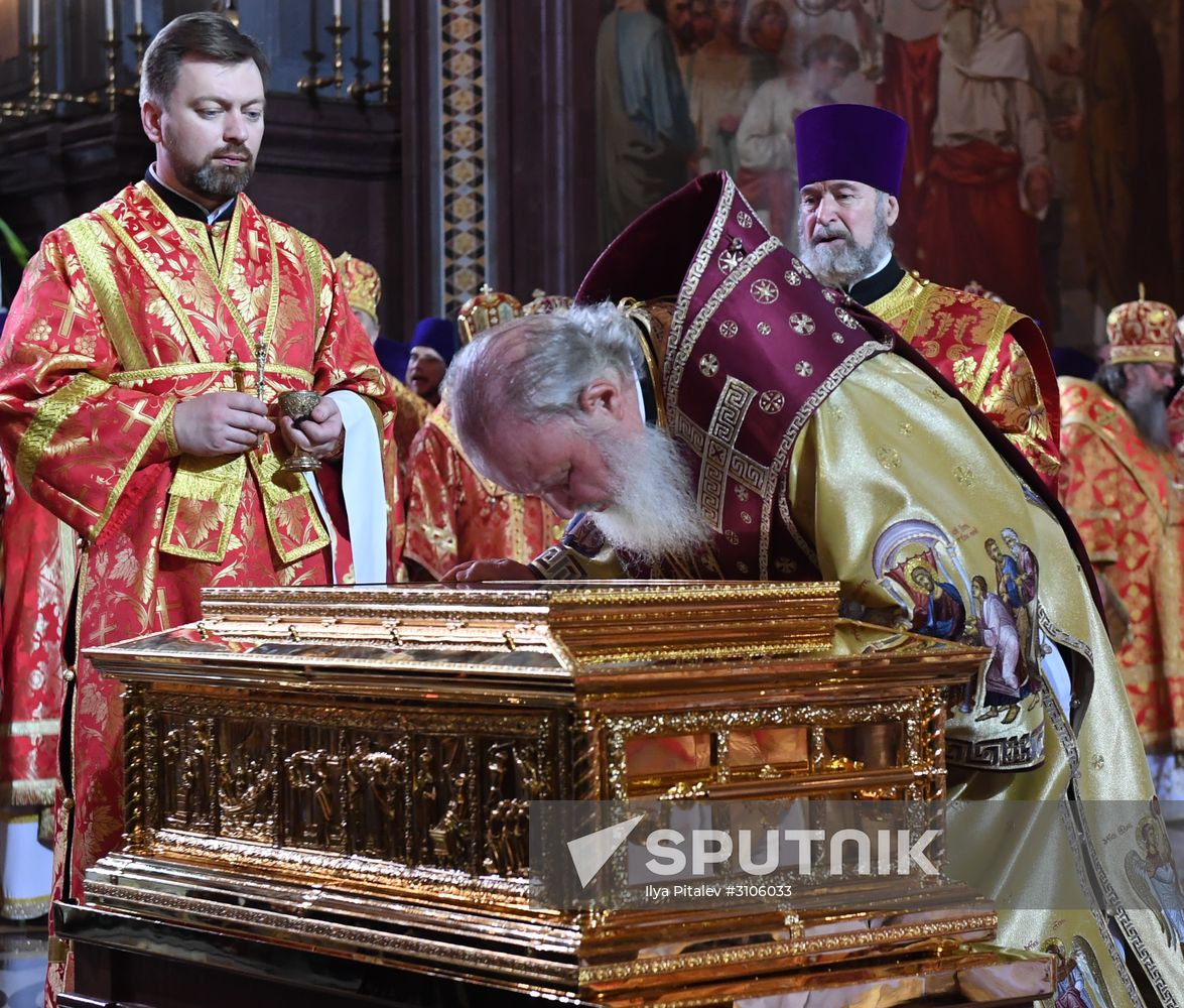 Saint Nicholas relics welcoming ceremony at Christ the Savior Cathedral