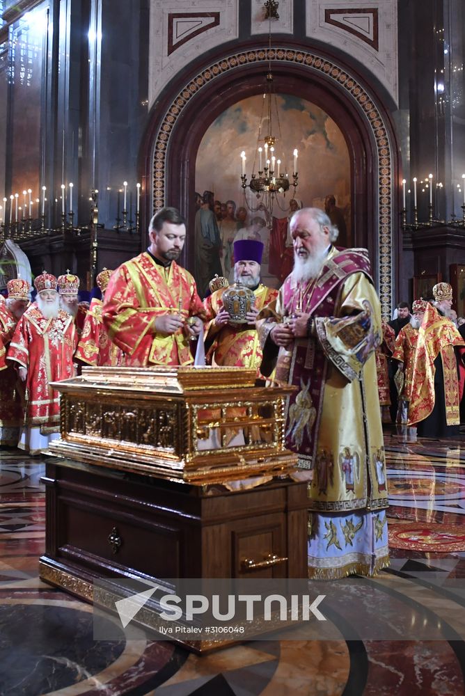 Saint Nicholas relics welcoming ceremony at Christ the Savior Cathedral
