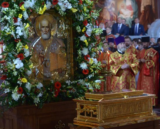 Saint Nicholas relics welcoming ceremony at Christ the Savior Cathedral