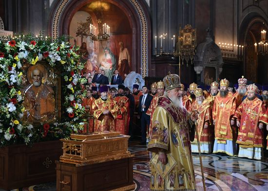 Saint Nicholas relics welcoming ceremony at Christ the Savior Cathedral