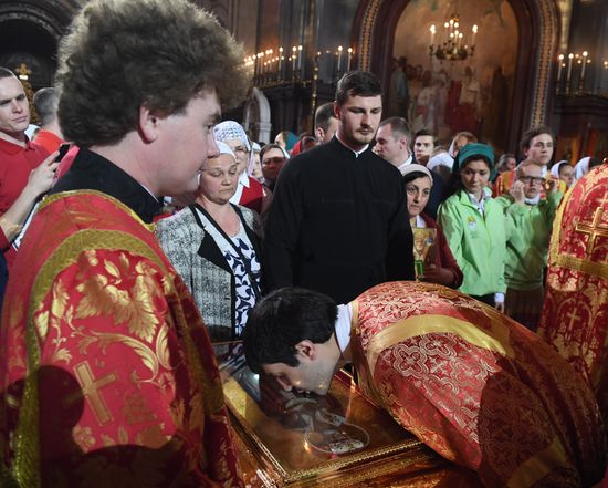 Saint Nicholas relics welcoming ceremony at Christ the Savior Cathedral