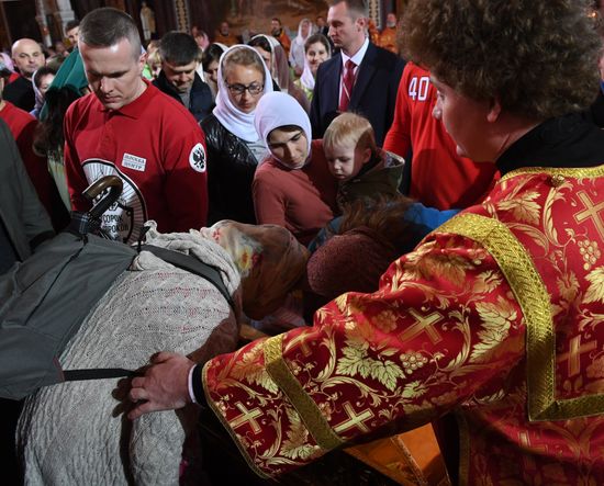 Saint Nicholas relics welcoming ceremony at Christ the Savior Cathedral