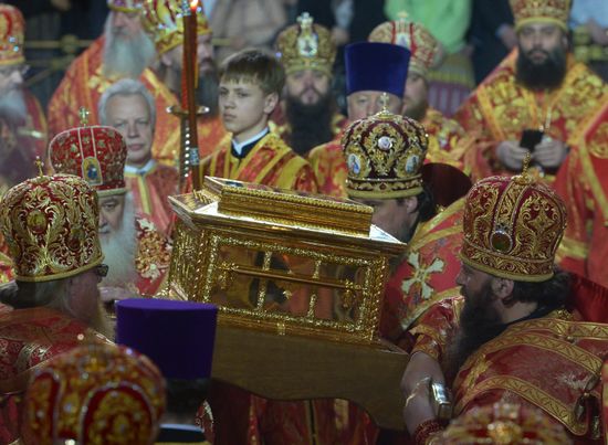 Saint Nicholas relics welcoming ceremony at Christ the Savior Cathedral