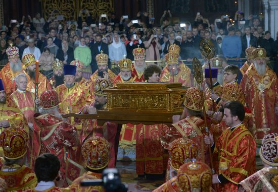 Saint Nicholas relics welcoming ceremony at Christ the Savior Cathedral