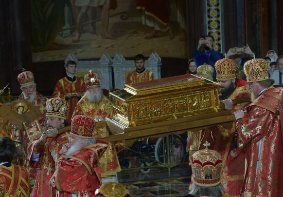 Saint Nicholas relics welcoming ceremony at Christ the Savior Cathedral