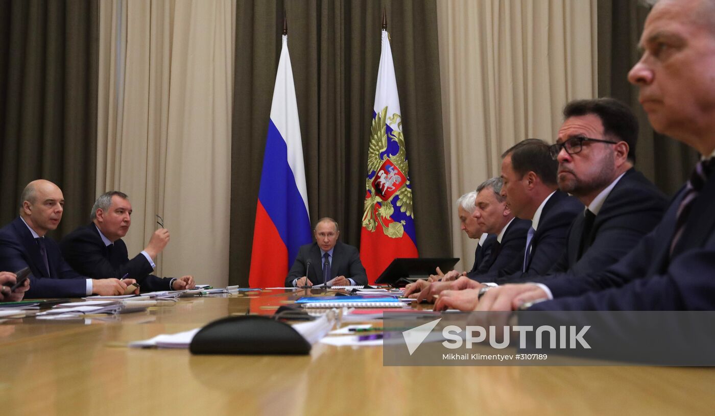 President Vladimir Putin conducts meeting on space branch development in Russia