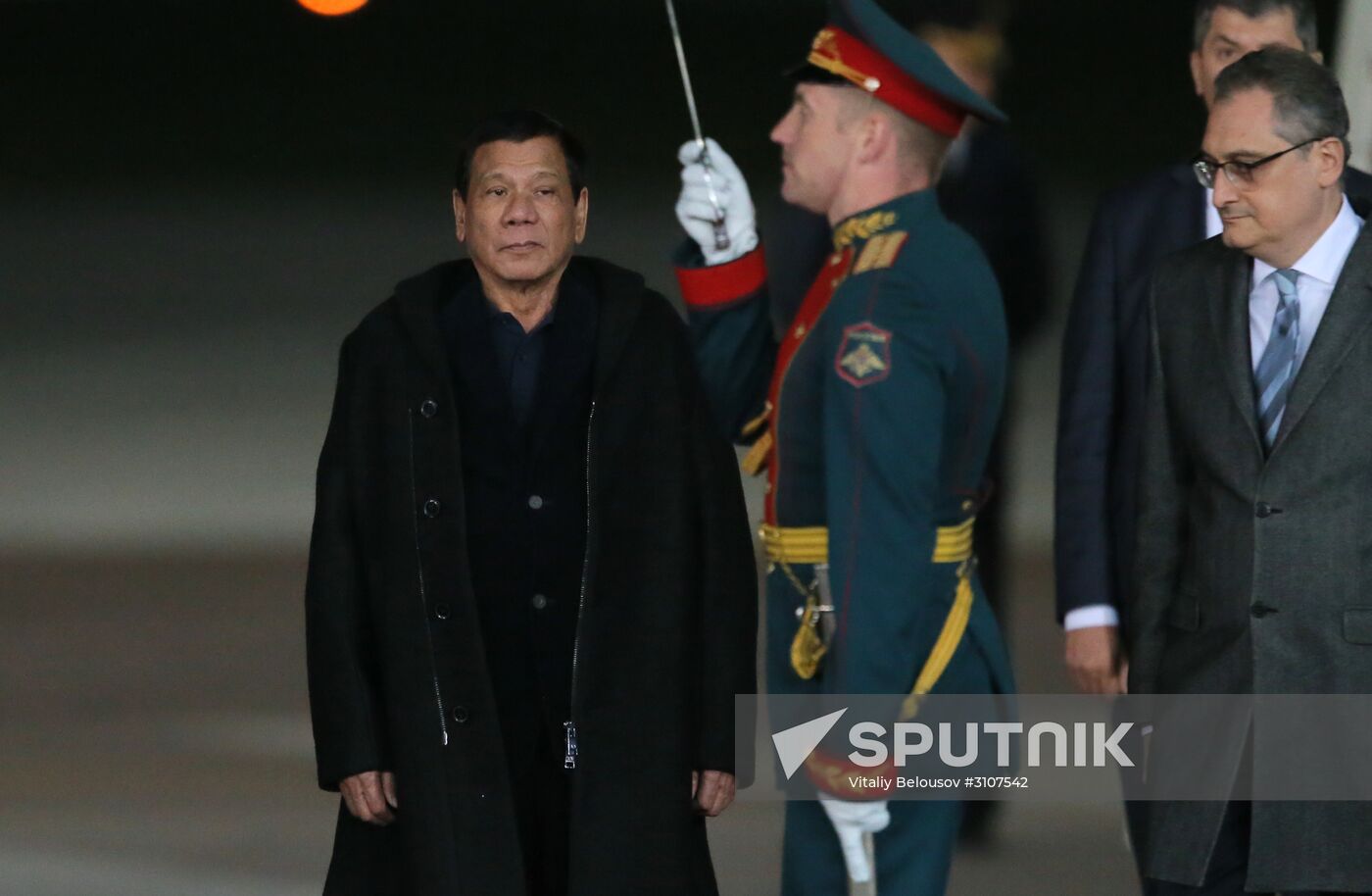 President of the Philippines Rodrigo Duterte arrives in Moscow