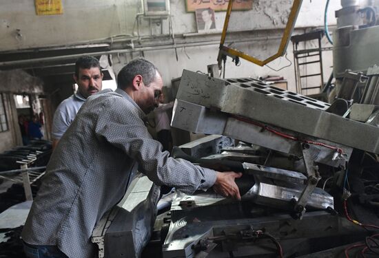 A polymer goods plant in eastern Damascus' Bab al-Sharqi district