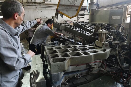 A polymer goods plant in eastern Damascus' Bab al-Sharqi district