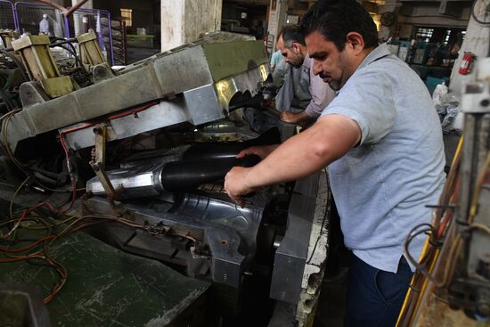 A polymer goods plant in eastern Damascus' Bab al-Sharqi district