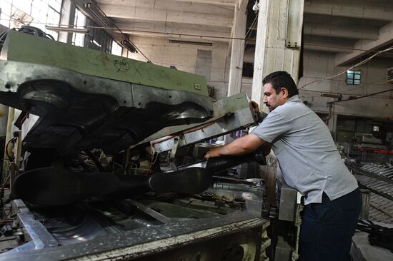 A polymer goods plant in eastern Damascus' Bab al-Sharqi district
