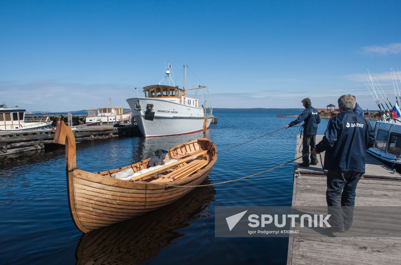 Varyag wooden ship building wharf in Petrozavodsk