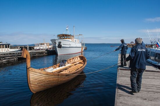 Varyag wooden ship building wharf in Petrozavodsk