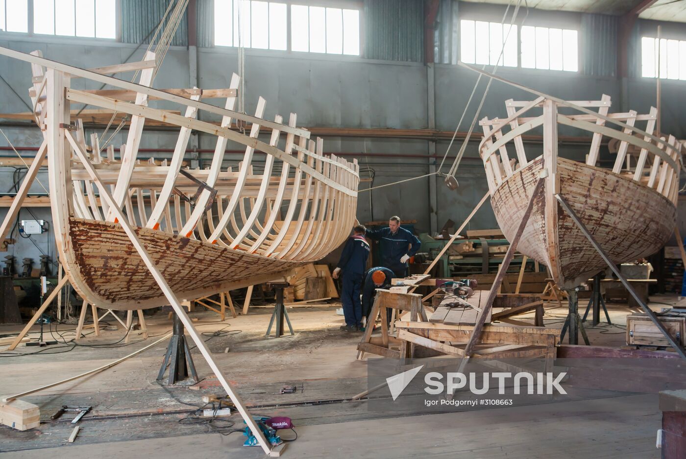 Varyag wooden ship building wharf in Petrozavodsk