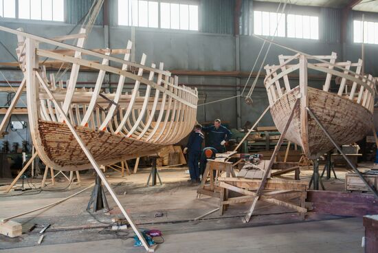 Varyag wooden ship building wharf in Petrozavodsk