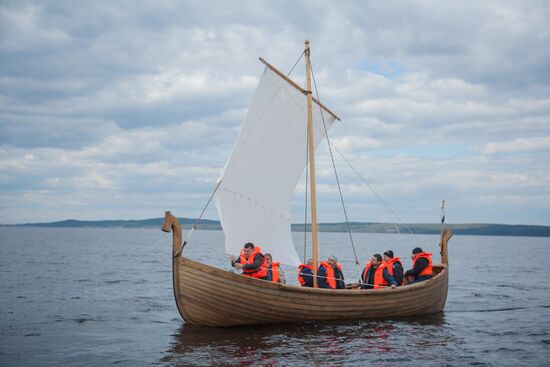 Varyag wooden ship building wharf in Petrozavodsk