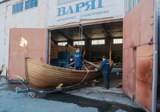 Varyag wooden ship building wharf in Petrozavodsk