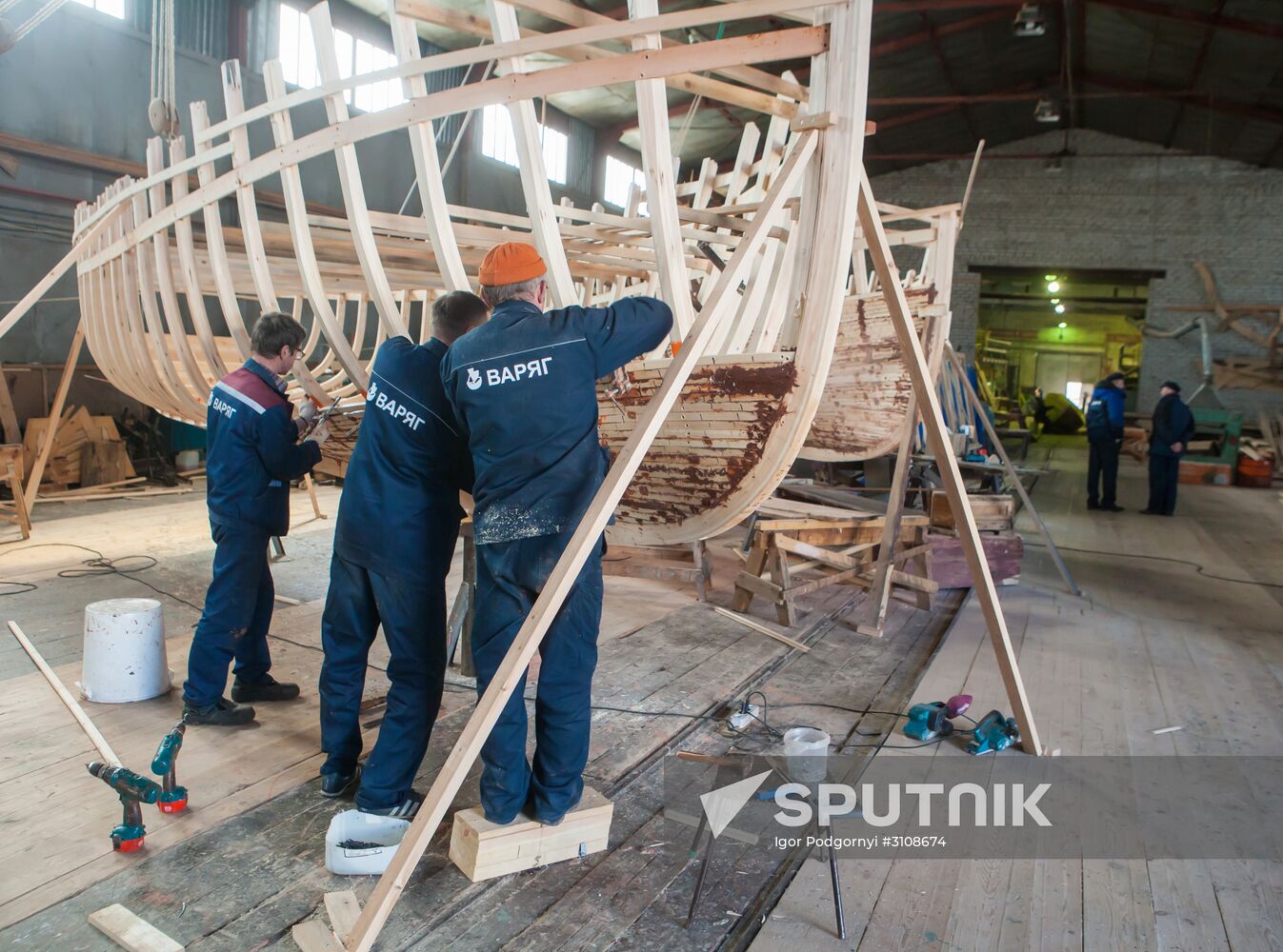 Varyag wooden ship building wharf in Petrozavodsk