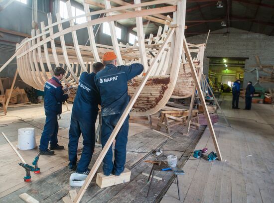 Varyag wooden ship building wharf in Petrozavodsk