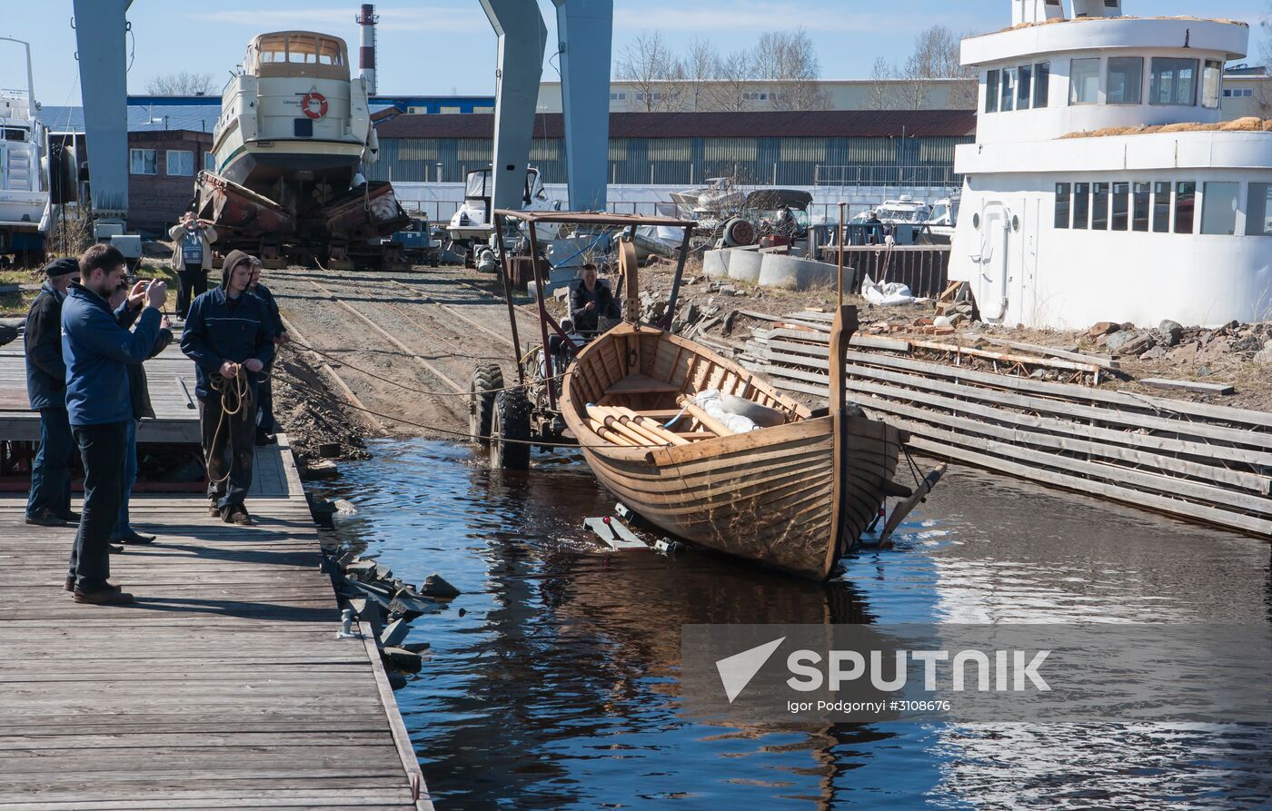 Varyag wooden ship building wharf in Petrozavodsk