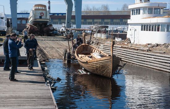 Varyag wooden ship building wharf in Petrozavodsk