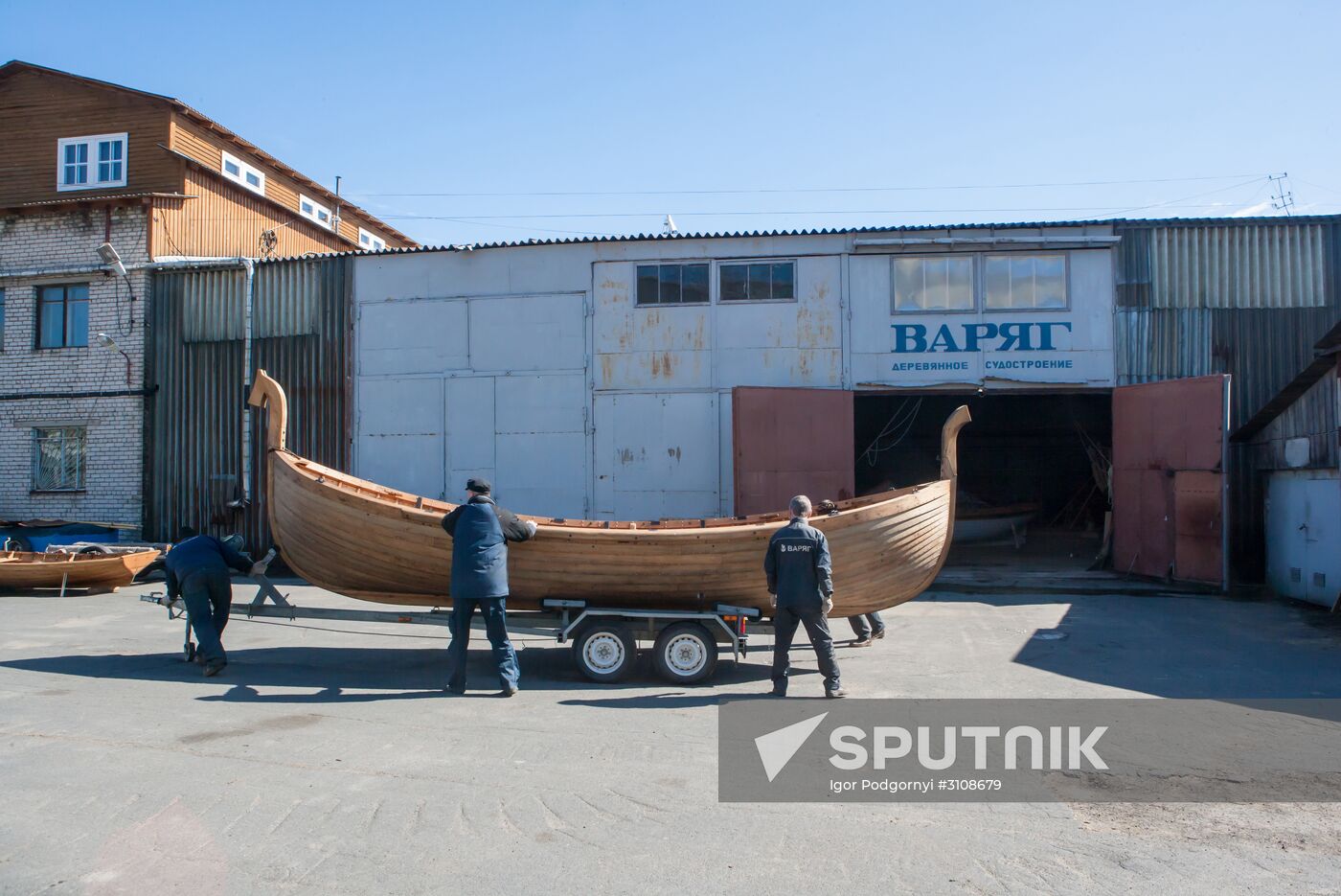 Varyag wooden ship building wharf in Petrozavodsk