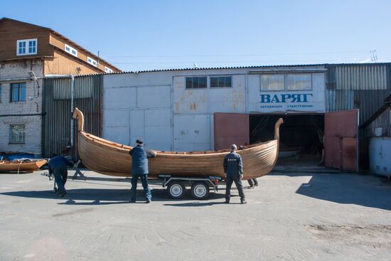 Varyag wooden ship building wharf in Petrozavodsk