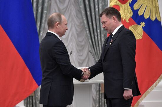 Ceremony to present state awards by Russian President Vladimir Putin in the Kremlin